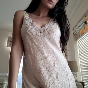 Vtg Val Mode Lingerie Lace Satin Nightgown Sz M